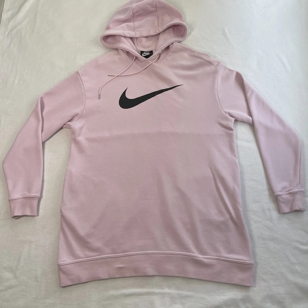 nike sweater womens medium pink oversized hoodie dress center swoosh